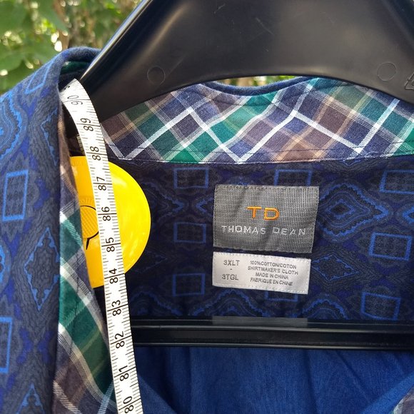 blue geometric diamonds patterned dress shirt - Picture 9 of 10